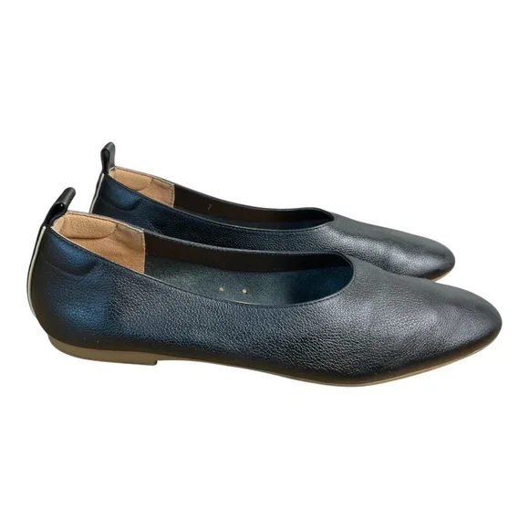 Everlane Black Pebbled Leather Slip-On Ballet Flats - Picture 2 of 11